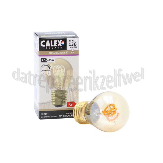 Foto van Calex Ledlamp LED Flex Filament Kogellamp P45 E27 2,5W 136lm 2100K Dimbaar 