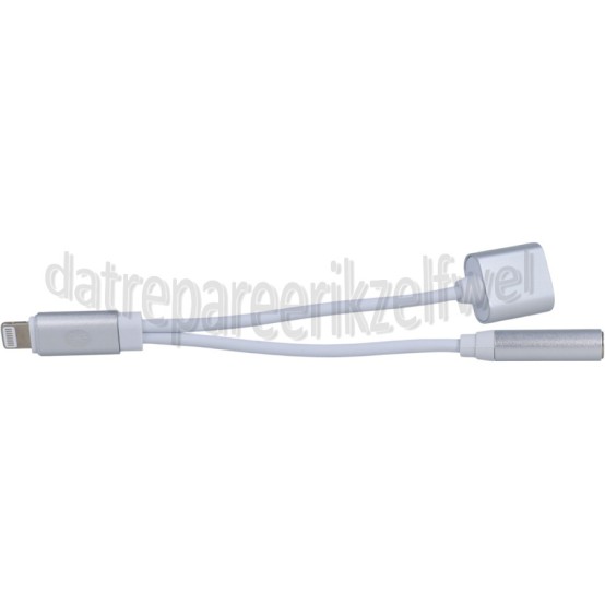 Foto van Spez Verloopkabel Lightning male naar lightning/audio female, 15cm, wit Apple Lightning 