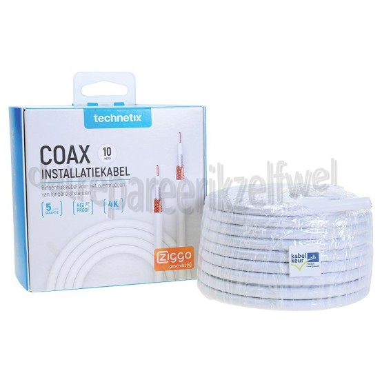 Foto van Technetix Coaxkabel Coax Installatiekabel, 4G Proof, Ziggo geschikt 4K Ultra HD 