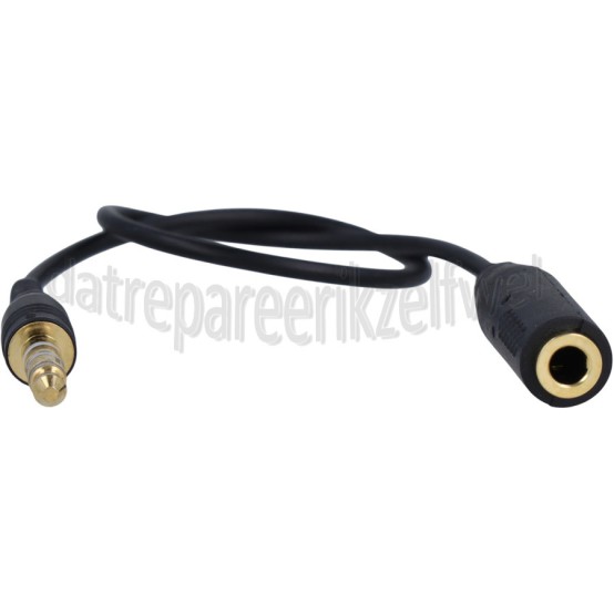 Foto van Verloopkabel 4-pins audio cross-over, 15 cm Jack 3,5mm male naar Jack 3,5 mm female 