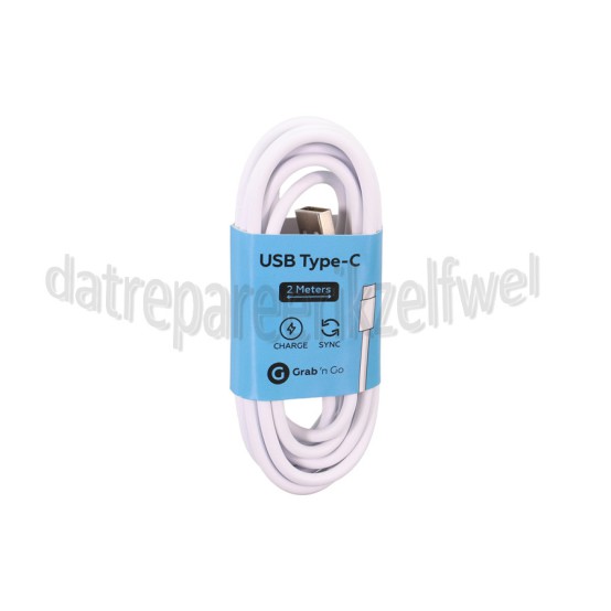 Foto van USB Kabel USB Type C male naar USB Type A male, wit 2m Universeel USB Type C 