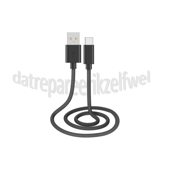 Foto van USB Kabel zwart, 100 cm USB Type A + Type C 