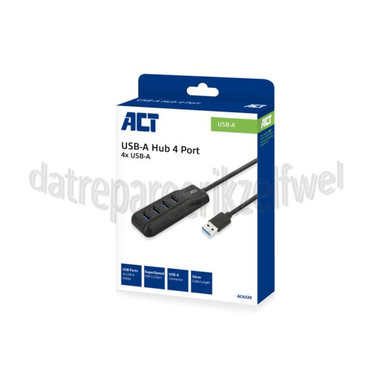 Foto van ACT Hub USB-A hub 3.0 4 poorts USB-A 