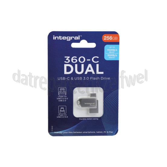 Foto van Integral Memory stick Integral 360-C Dual 256GB USB-C & USB3.0 Flash Drive 