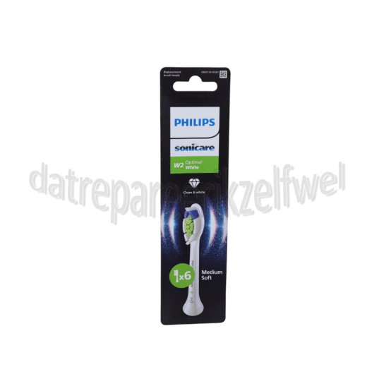 Foto van Philips Tandenborstelset W2 Optimal White opzetborstels, 6 stuks, wit Sonicare 