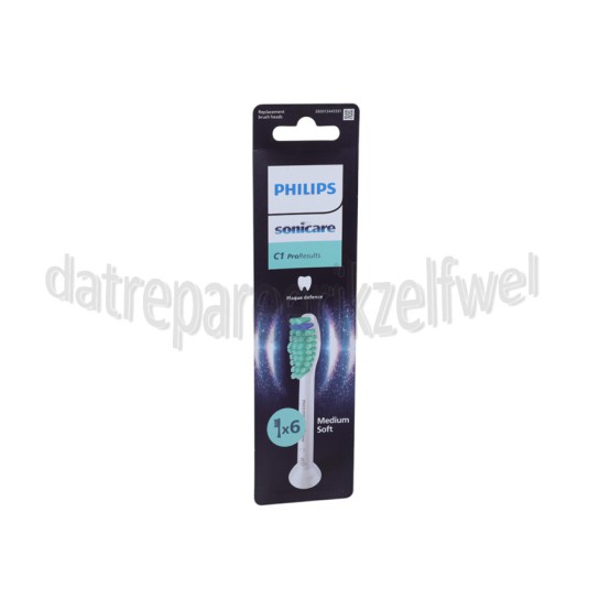 Foto van Philips Tandenborstelset C1 ProResults opzetborstels, 6 stuks, wit Sonicare 