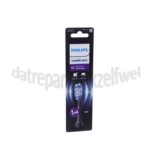 Foto van Philips Tandenborstelset G3 Premium Gum Care opzetborstels, 4 stuks, zwart Sonicare 
