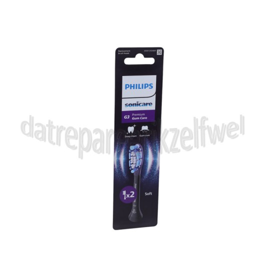 Foto van Philips Tandenborstelset G3 Premium Gum Care opzetborstels, 2 stuks, zwart Sonicare 