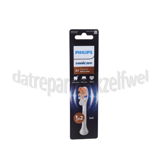 Foto van Philips Tandenborstelset Premium All-in-One A3 opzetborstels, 2 stuks, wit Sonicare 