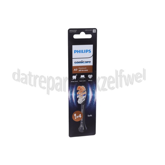 Foto van Philips Tandenborstelset Premium All-in-One A3 opzetborstels, 4 stuks, zwart Sonicare 