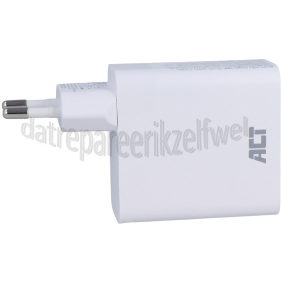 Foto van ACT USB Oplader USB-C & USB-A lader 65W Power Delivery PPS, Quick Charge, GaNFast 