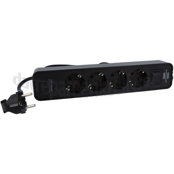 Foto van Brennenstuhl Tafelcontactdoos Ecolor Zwart 1,5 meter 3x1,5 4-voudig, max. 3500W, 2 USB-C 
