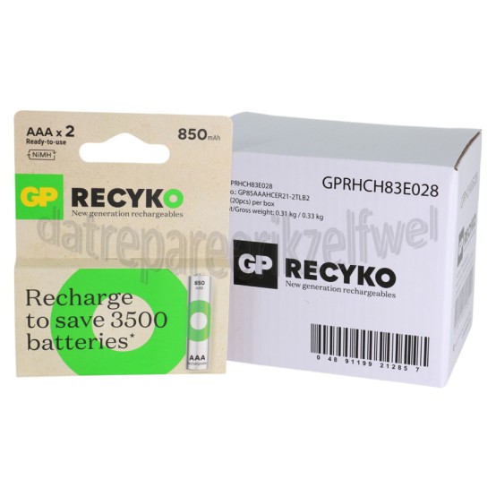 Foto van GP Batterij ReCyko+ oplaadbaar AAA 850mAh NiMH 