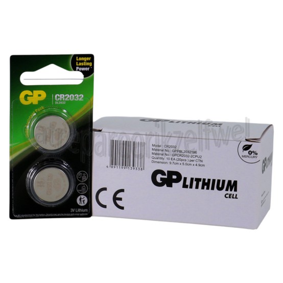 Foto van GP Batterij Knoopcel CR2032 3V, 2 stuks DL2032 Lithium 