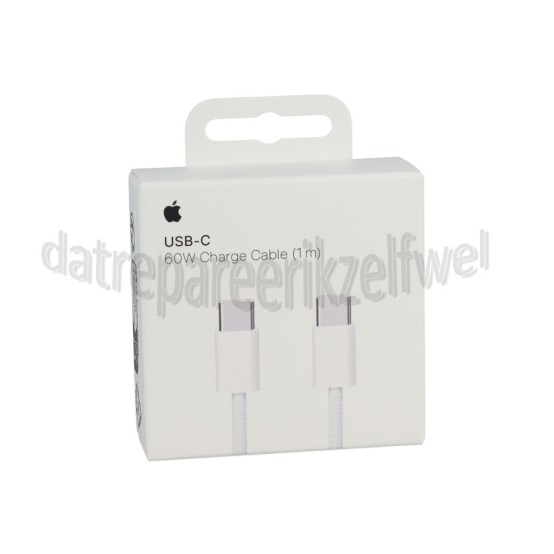 Foto van Apple USB Kabel Wit, 100 cm, Geweven USB-C naar USB-C 