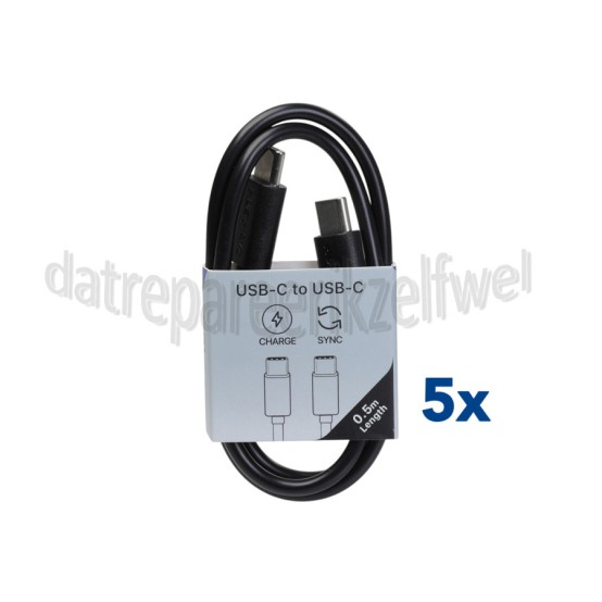Foto van Musthavz USB Kabel Zwart, 50 cm USB-C naar USB-C 