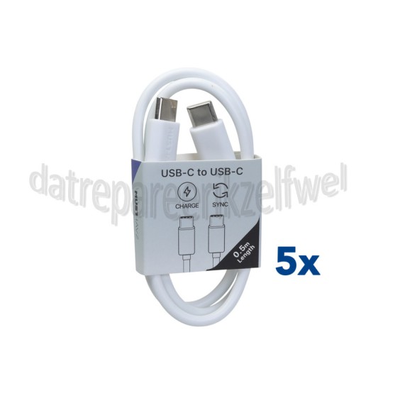 Foto van Musthavz USB Kabel Wit, 50 cm USB-C naar USB-C 