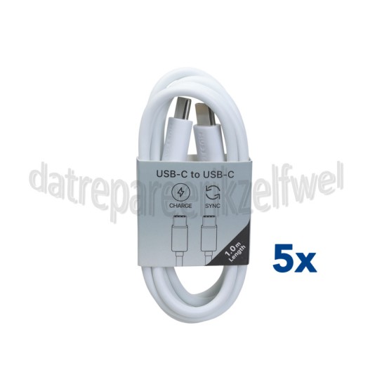 Foto van Musthavz USB Kabel Wit, 100 cm USB-C naar USB-C 