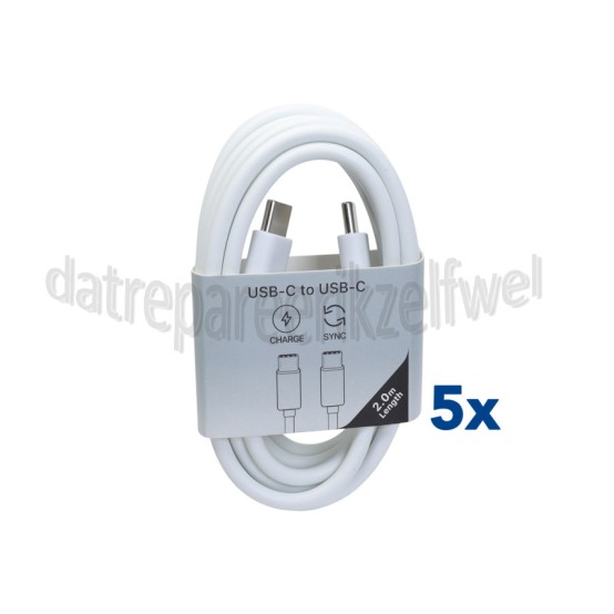 Foto van Musthavz USB Kabel Wit, 200 cm USB-C naar USB-C 