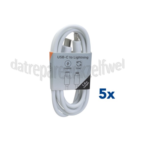 Foto van Musthavz USB Kabel Wit, 100 cm USB-C naar Lightning 