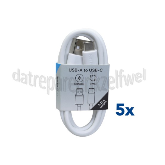 Foto van Musthavz USB Kabel Wit, 100 cm USB-A naar USB-C 