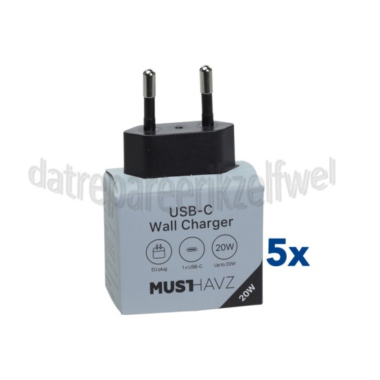 Foto van Musthavz USB Oplader 20W, zwart USB-C, Universeel gebruik 