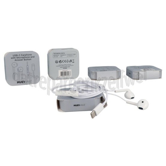 Foto van Musthavz Hoofdtelefoon In Ear met microfoon en afstandsbediening Universeel USB-C 