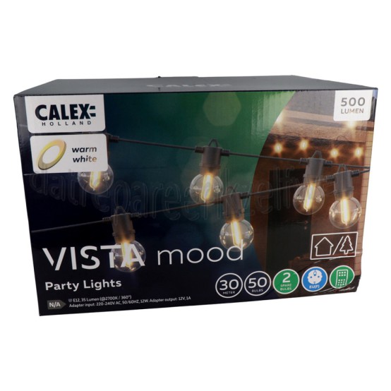 Foto van Calex Ledlamp Vista Lichtsnoer - 30M 35 Lumen, IP44, Dimbaar 