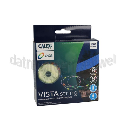 Foto van Calex Ledlamp Lichtsnoer 8M - Oplaadbaar - RGB 180 Lumen, IPX4, RGB, 2700K 
