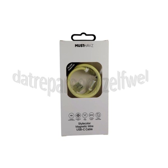 Foto van Musthavz USB Kabel Geel, 100 cm, Magnetisch USB-C naar USB-C 