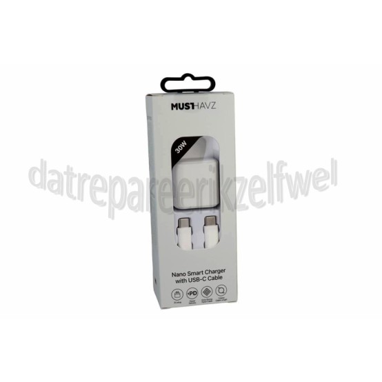 Foto van Musthavz USB Oplader 30W, wit USB-C, Universeel gebruik 