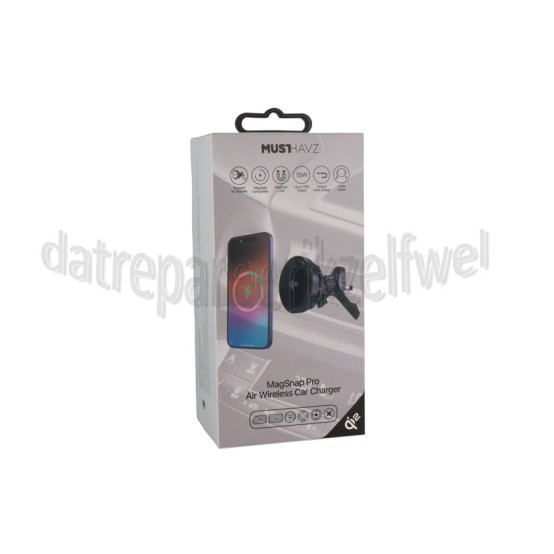 Foto van Musthavz Oplader MagSnap Pro Air Qi2, draadloos Auto houder 