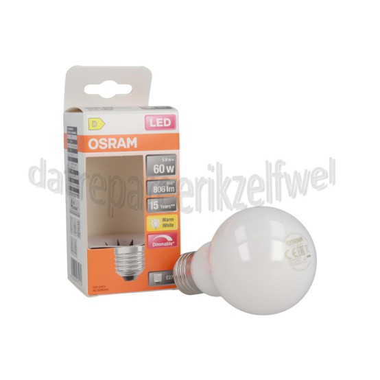 Foto van Osram Ledlamp LED Retrofit Classic A60 Dimbaar 5,9W E27 806lm 2700K Mat 