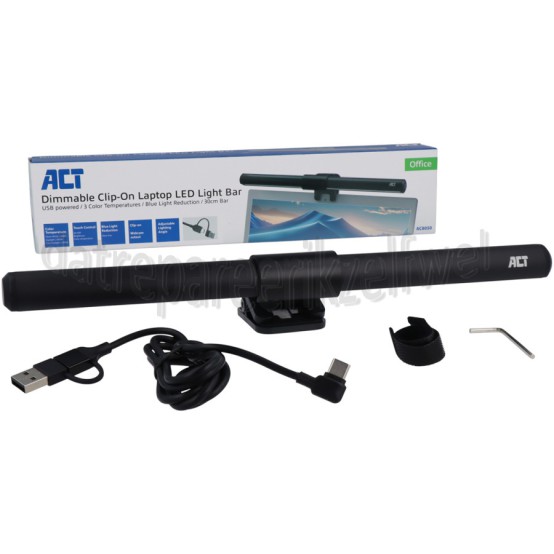 Foto van ACT Verlichting Laptop Ledlamp Clip-on Dimbaar, Voeding via USB 
