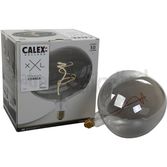 Foto van Calex Ledlamp LED XXL Cobble Titanium E27 4W 50Lm 1800K Dimbaar 