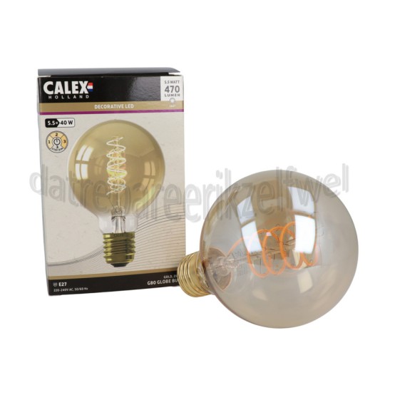 Foto van Calex Ledlamp Globe Flex Filament G80 Gold E27 5,5W 470 Lumen 2100K 