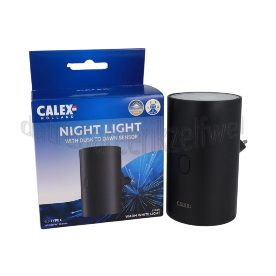 Foto van Calex Lamp Nachtlampje, Zwart Schemersensor, 1W, 5 Lumen, 2700K 