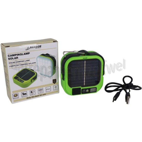 Foto van Benson Campinglamp Solar, met Powerbank IPX4, Opladen via Solar of USB-C 