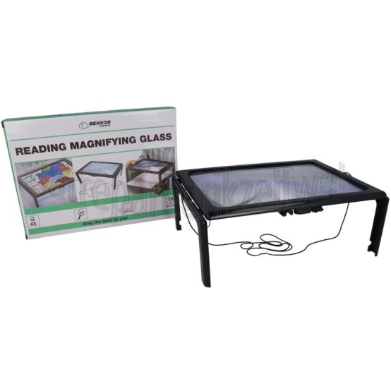 Foto van Benson Vergrootglas Leesloep A4 LED Verlichting 3x Vergroting, 4 LED Lampen 