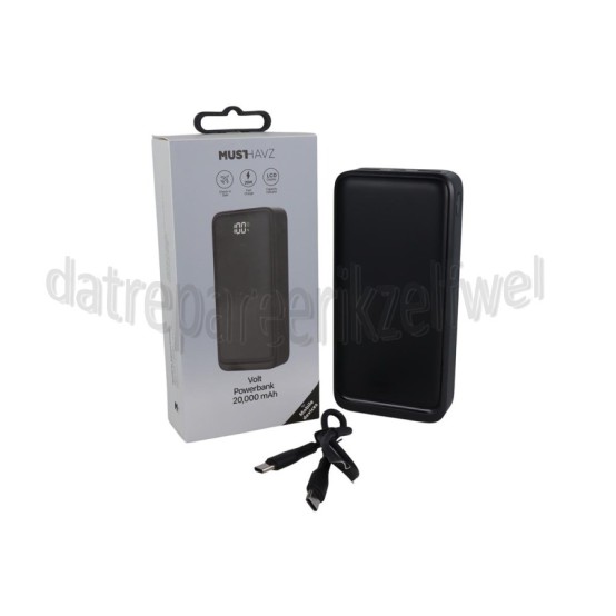 Foto van Musthavz Powerbank zwart, 20W 20.000 mAh 