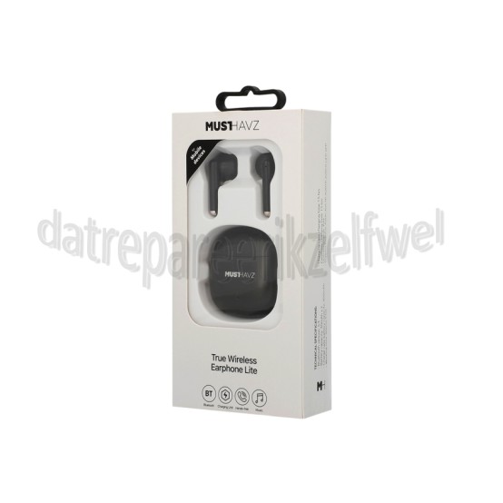 Foto van Musthavz Oordopjes True Wireless Earphone Lite, Zwart Bluetooth versie 5.3, 5 uur Batterijduur 