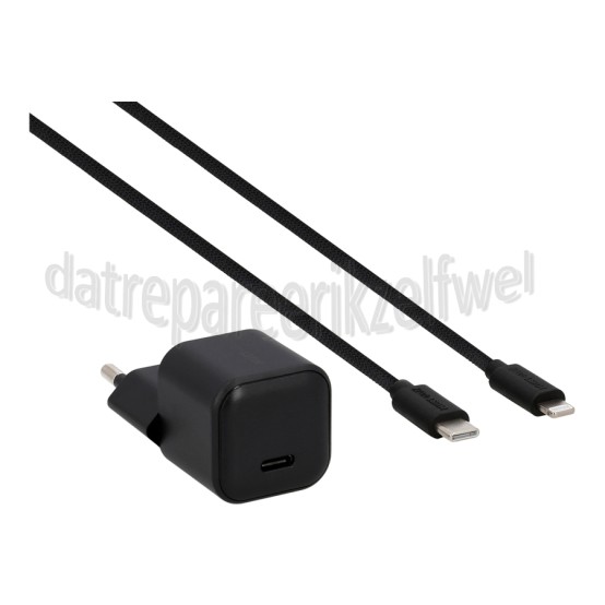 Foto van Musthavz Oplader Nano USB-C - Lightning, Zwart 20W 
