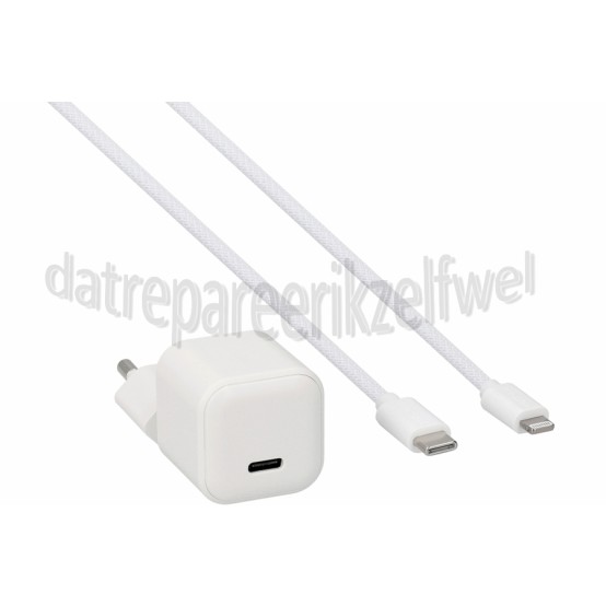 Foto van Musthavz Oplader Nano USB-C - Lightning, Wit 20W 