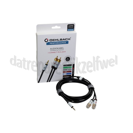 Foto van Oehlbach Jack - Tulp Kabel i Connect 3,5mm Jack naar 2x RCA, 3 Meter Vergulde connectoren 