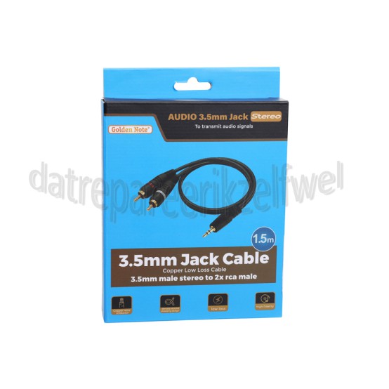 Foto van Golden Note Jack - Tulp Kabel Jack 3.5mm Stereo Male - 2x Tulp RCA Male 1.5 Meter 