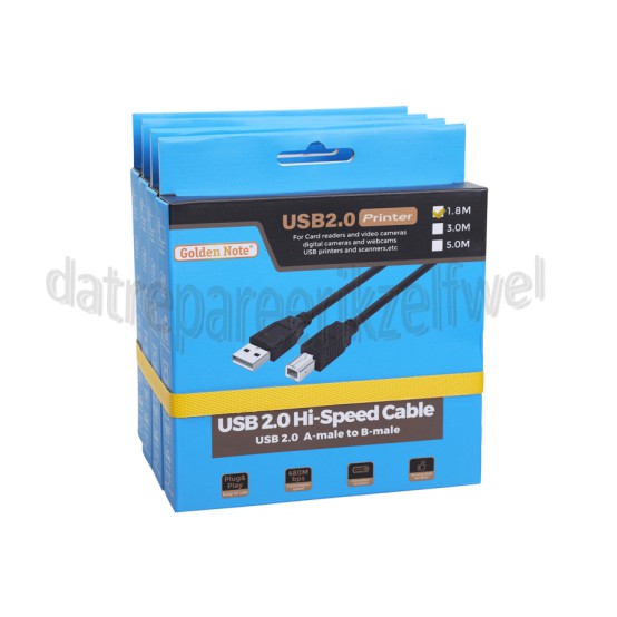 Foto van Golden Note USB Kabel USB 2.0 Type A Male - Type B Male 1.8 Meter 