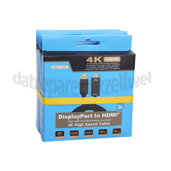 Foto van Golden Note Displayport Kabel Displayport Kabel (Male) - HDMI (Male) 2.0 Meter 