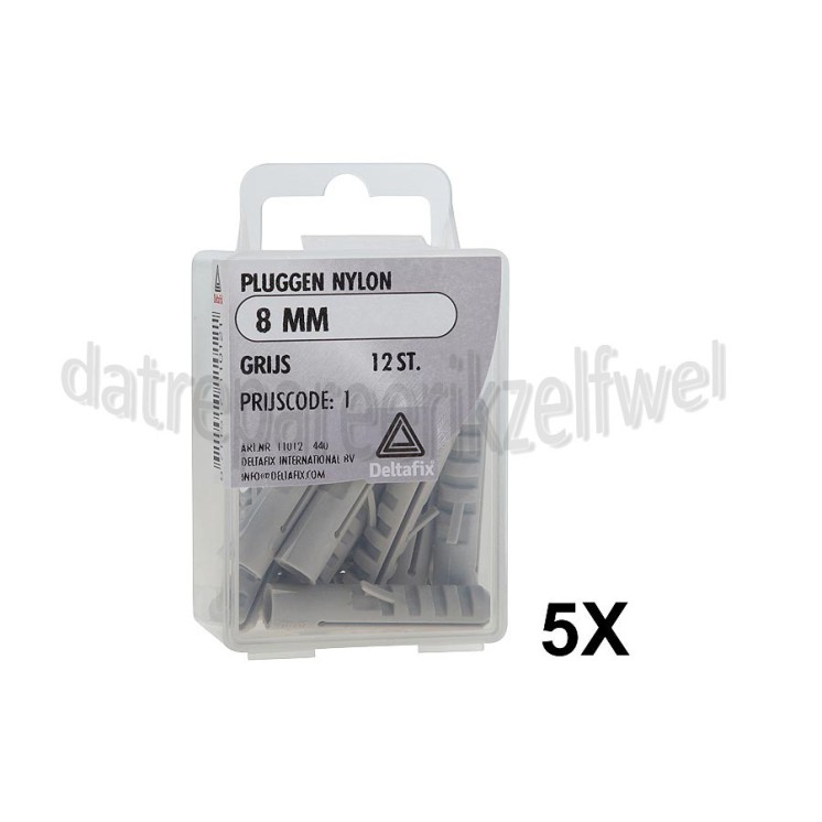 Foto van Deltafix Plug Pluggen nylon Grijs 8mm 