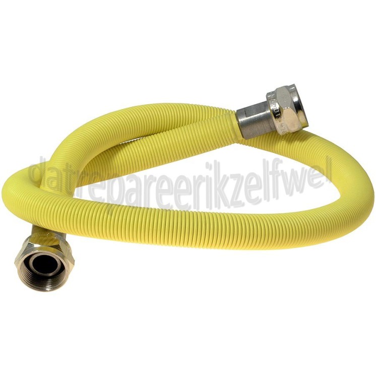 Foto van Gasslang RVS gasslang alleen voor inbouw apparatuur 80 cm geel met koppelingen 