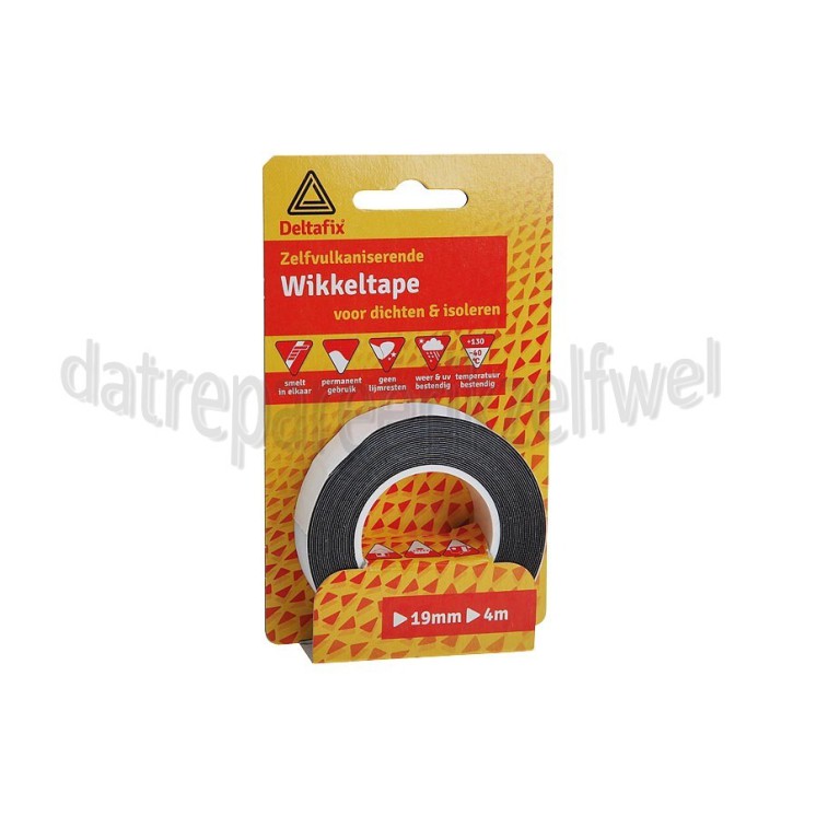 Foto van Deltafix Tape Wikkel tape zwart Zelf vulkaniserend 4mx19mm 